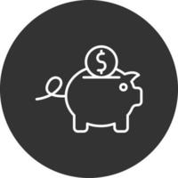 Piggy Bank Line Inverted Icon vector