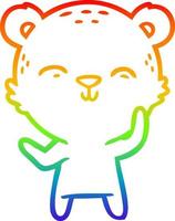 rainbow gradient line drawing happy cartoon bear vector