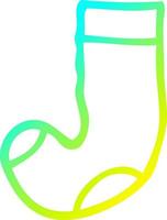 cold gradient line drawing cartoon old sock vector