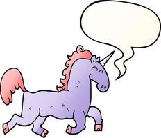 cartoon unicorn and speech bubble in smooth gradient style vector