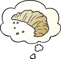 cartoon croissant and thought bubble in smooth gradient style vector