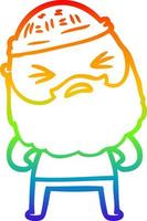 rainbow gradient line drawing cartoon man with beard vector