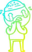 cold gradient line drawing cartoon bearded man crying vector