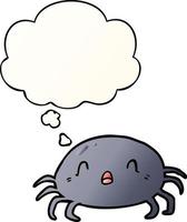 cartoon spider and thought bubble in smooth gradient style vector