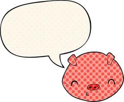 cartoon pig and speech bubble in comic book style vector