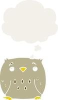 cartoon owl and thought bubble in retro style vector