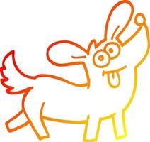 dibujo de línea de gradiente cálido perro feliz de dibujos animados vector