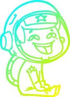 cold gradient line drawing cartoon laughing astronaut vector