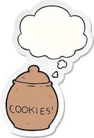 cartoon cookie jar and thought bubble as a printed sticker vector