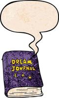 cartoon dream journal and speech bubble in retro texture style vector