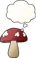 cartoon mushroom and thought bubble in smooth gradient style vector