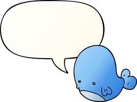 cartoon whale and speech bubble in smooth gradient style vector