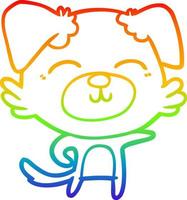 rainbow gradient line drawing cartoon dog pointing vector