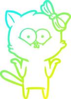 cold gradient line drawing cartoon cat vector