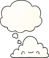 cute cartoon cloud and thought bubble in smooth gradient style vector