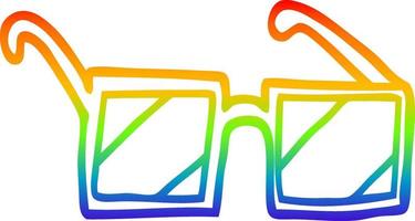 rainbow gradient line drawing cartoon square spectacles vector