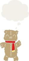 cartoon teddy bear and thought bubble in retro style vector