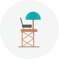 Lifeguard Chair Flat Circle vector