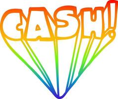 rainbow gradient line drawing cartoon word cash vector