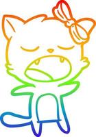 rainbow gradient line drawing cartoon singing cat vector