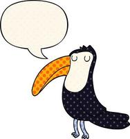 cartoon toucan and speech bubble in comic book style vector