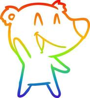 dibujo de línea de gradiente de arco iris dibujos animados de oso riendo vector