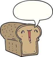 cute cartoon loaf of bread and speech bubble vector