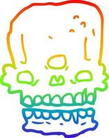 rainbow gradient line drawing cartoon spooky skull vector