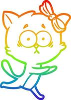 rainbow gradient line drawing cartoon cat vector