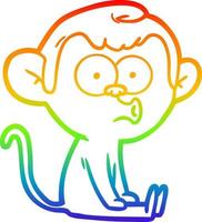 rainbow gradient line drawing cartoon hooting monkey vector