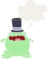 cartoon toad wearing top hat and thought bubble in retro style vector