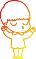 warm gradient line drawing cartoon calm boy vector