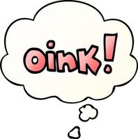 cartoon word oink and thought bubble in smooth gradient style vector