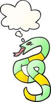 serpiente de dibujos animados y burbuja de pensamiento en estilo degradado suave vector