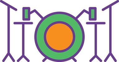 Drum Set Line Filled Two Color vector