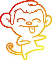 dibujo de línea de gradiente cálido gracioso mono de dibujos animados señalando vector