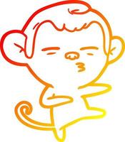 warm gradient line drawing cartoon suspicious monkey vector