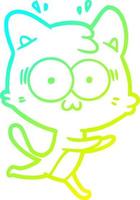cold gradient line drawing cartoon surprised cat running vector
