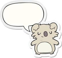 cute cartoon koala and speech bubble sticker vector