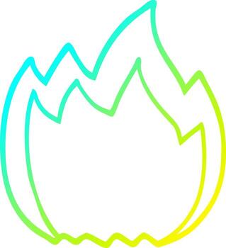 línea de gradiente frío dibujo dibujos animados llama abierta vector
