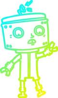 cold gradient line drawing cartoon robot vector