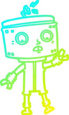 cold gradient line drawing cartoon robot