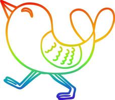 rainbow gradient line drawing cartoon red bird vector