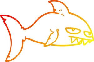 warm gradient line drawing cartoon deadly shark vector