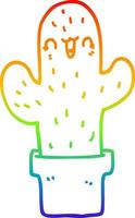 rainbow gradient line drawing cartoon cactus vector