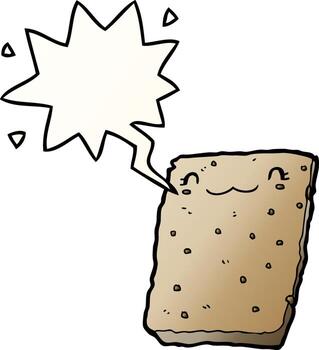 cartoon biscuit and speech bubble in smooth gradient style vector