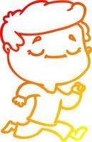 cálido gradiente línea dibujo dibujos animados pacífico hombre corriendo vector