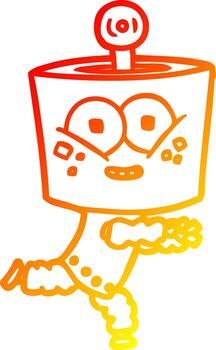 warm gradient line drawing happy cartoon robot vector