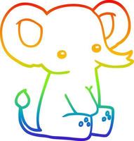 elefante de dibujos animados de dibujo de línea de gradiente de arco iris vector