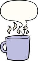 cartoon hot cup of coffee and speech bubble vector